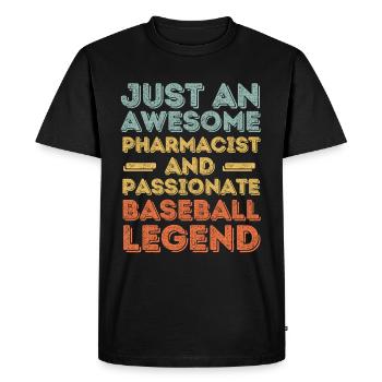 Pharmacist Baseball legend retro - Men's Premium Organic T-Shirt - black - Front - Nico (187cm)