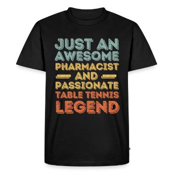 Pharmacien Légende du tennis de table rétro - T-shirt Premium bio Homme - noir - Devant - Nico (187cm)