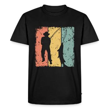 Pêche rétro - T-shirt Premium bio Homme - noir - Devant - Nico (187cm)
