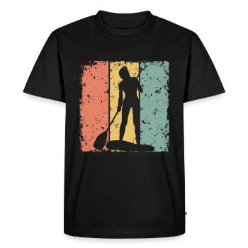 Paddleboard femme rétro - T-shirt Premium bio Homme - noir - Devant - Nico (187cm)