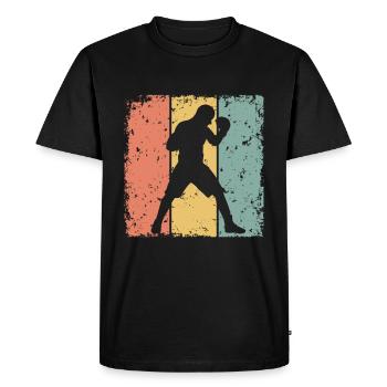 Boxe rétro - T-shirt Premium bio Homme - noir - Devant - Nico (187cm)