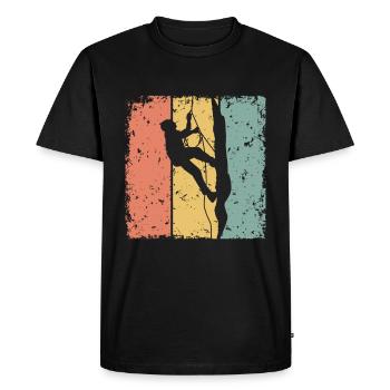 Climbing retro - Men's Premium Organic T-Shirt - black - Front - Nico (187cm)