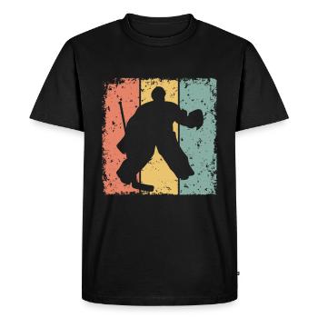 Gardien de but de hockey sur glace rétro - T-shirt Premium bio Homme - noir - Devant - Nico (187cm)