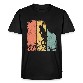 Climbing retro - Men's Premium Organic T-Shirt - black - Front - Nico (187cm)