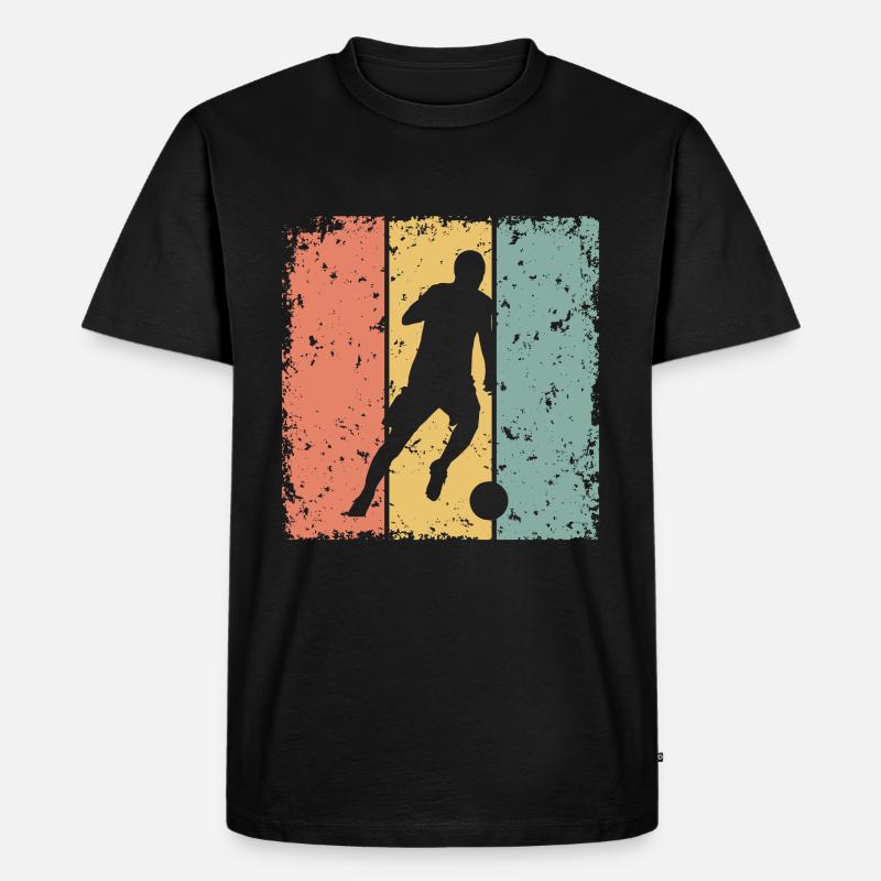 Fußball-Retro - Männer Premium Bio T-Shirt - Schwarz