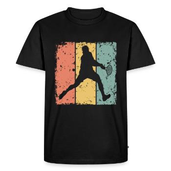 Tennis rétro - T-shirt Premium bio Homme - noir - Devant - Nico (187cm)