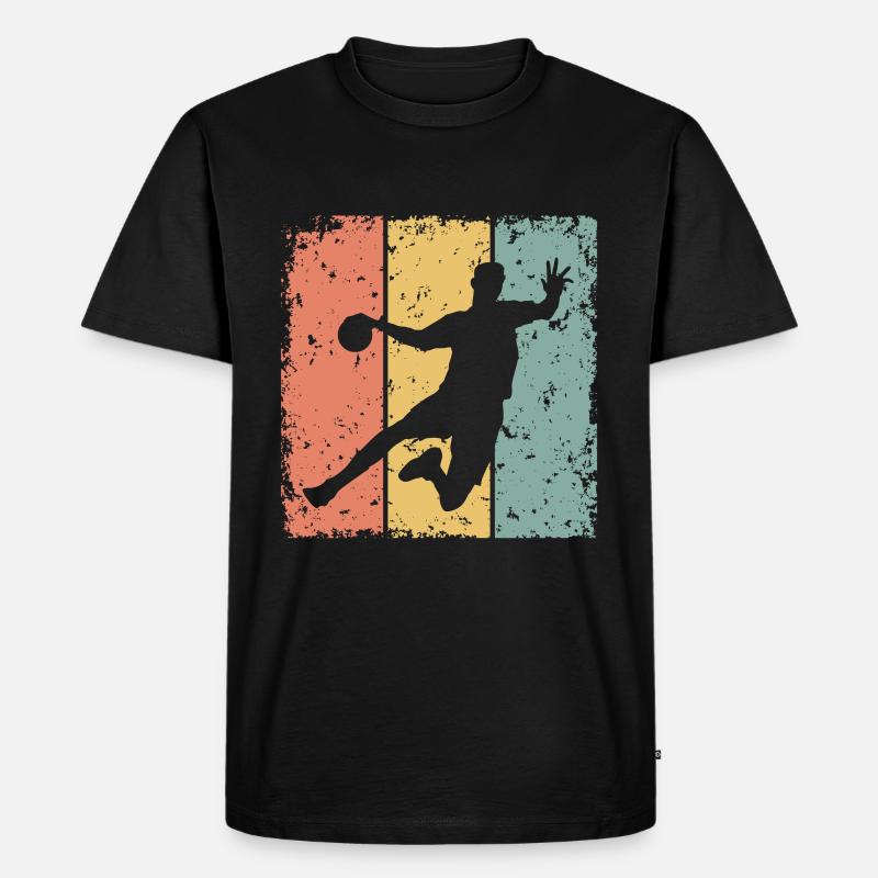 Handball retro - Männer Premium Bio T-Shirt - Schwarz