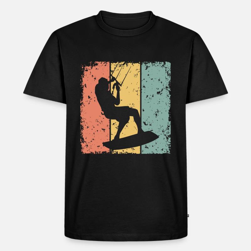 Kitesurfen Retro - Männer Premium Bio T-Shirt - Schwarz