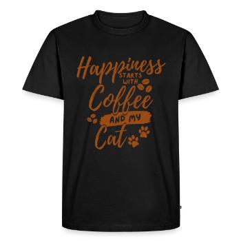 Amateur de chat de café - T-shirt Premium bio Homme - noir - Devant - Nico (187cm)