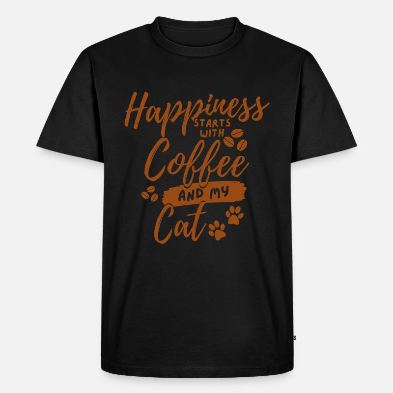 Kaffee Katze Liebhaber - Männer Premium Bio T-Shirt - Schwarz