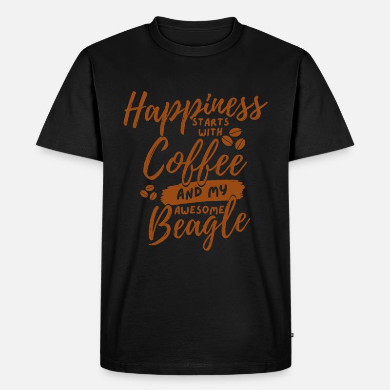 Kaffee Beagle Liebhaber - Männer Premium Bio T-Shirt - Schwarz