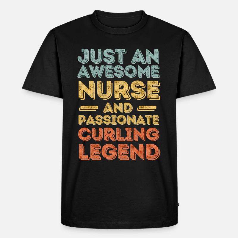 Krankenschwester Curling Legende retro - Männer Premium Bio T-Shirt - Schwarz
