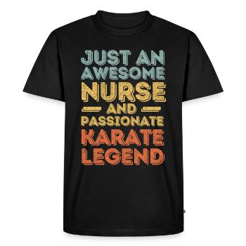 Nurse Karate legend retro - Men's Premium Organic T-Shirt - black - Front - Nico (187cm)