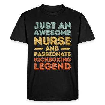Nurse Kickboxing legend retro - Men's Premium Organic T-Shirt - black - Front - Nico (187cm)