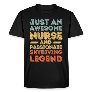 Nurse Skydiving legend retro - Men's Premium Organic T-Shirt - black - Front - Nico (187cm)