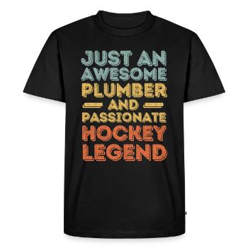 Plumber Hockey legend retro - Men's Premium Organic T-Shirt - black - Front - Nico (187cm)