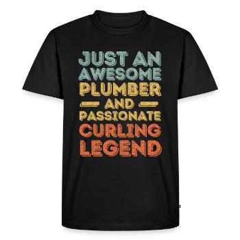 Plumber Curling legend retro - Men's Premium Organic T-Shirt - black - Front - Nico (187cm)