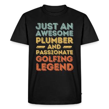 Plumber Golfing legend retro - Men's Premium Organic T-Shirt - black - Front - Nico (187cm)