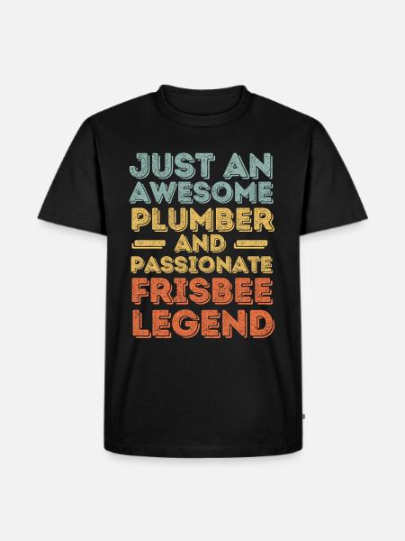 Plumber Frisbee legend retro - Men's Premium Organic T-Shirt - black