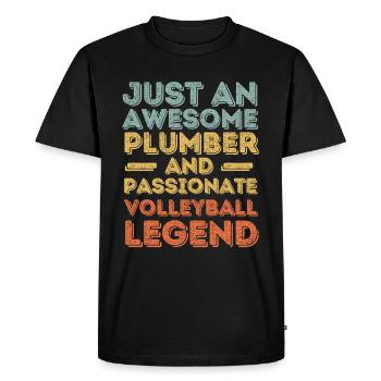 Plumber Volleyball legend retro - Men's Premium Organic T-Shirt - black - Front - Nico (187cm)