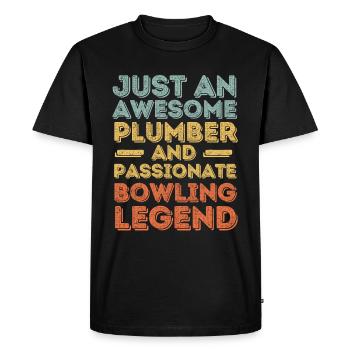 Plumber Bowling legend retro - Men's Premium Organic T-Shirt - black - Front - Nico (187cm)