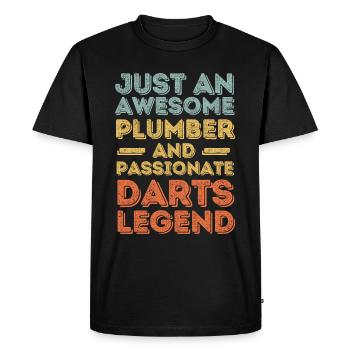 Plumber Darts legend retro - Men's Premium Organic T-Shirt - black - Front - Nico (187cm)