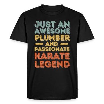 Plumber Karate legend retro - Men's Premium Organic T-Shirt - black - Front - Nico (187cm)