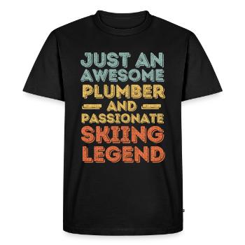 Plumber Skiing legend retro - Men's Premium Organic T-Shirt - black - Front - Nico (187cm)
