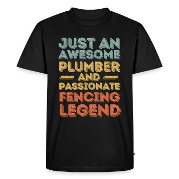 Plumber Fencing legend retro - Men's Premium Organic T-Shirt - black - Front - Nico (187cm)