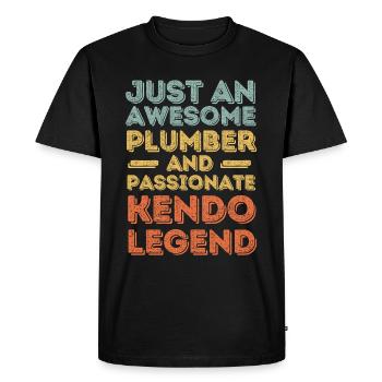 Plumber Kendo legend retro - Men's Premium Organic T-Shirt - black - Front - Nico (187cm)