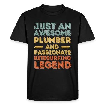 Plumber Kitesurfing legend retro - Men's Premium Organic T-Shirt - black - Front - Nico (187cm)