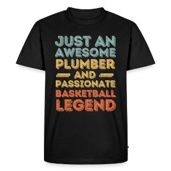 Plumber Basketball legend retro - Men's Premium Organic T-Shirt - black - Front - Nico (187cm)