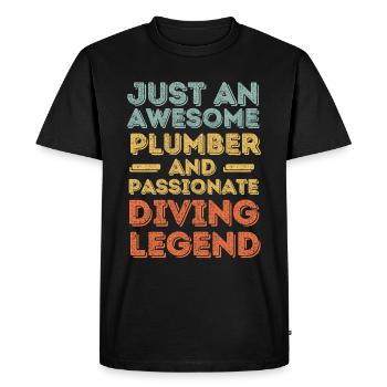 Plumber Diving legend retro - Men's Premium Organic T-Shirt - black - Front - Nico (187cm)