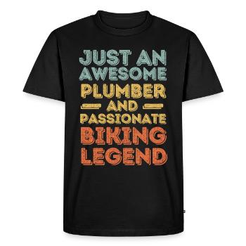 Plumber Biking legend retro - Men's Premium Organic T-Shirt - black - Front - Nico (187cm)