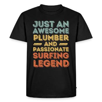 Plumber Surfing legend retro - Men's Premium Organic T-Shirt - black - Front - Nico (187cm)