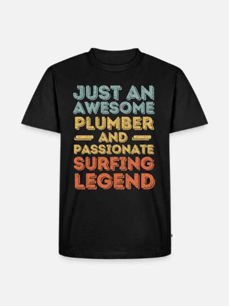 Plumber Surfing legend retro - Men's Premium Organic T-Shirt - black