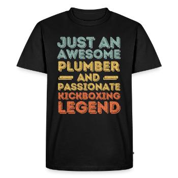 Plumber Kickboxing legend retro - Men's Premium Organic T-Shirt - black - Front - Nico (187cm)