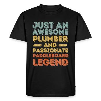 Plumber Paddleboard legend retro - Men's Premium Organic T-Shirt - black - Front - Nico (187cm)
