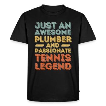 Plumber Tennis legend retro - Men's Premium Organic T-Shirt - black - Front - Nico (187cm)