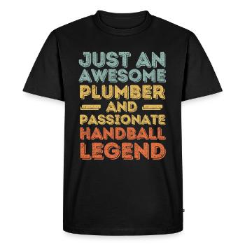 Plumber Handball legend retro - Men's Premium Organic T-Shirt - black - Front - Nico (187cm)