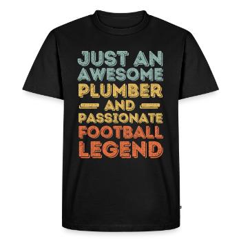 Plumber Football legend retro - Men's Premium Organic T-Shirt - black - Front - Nico (187cm)