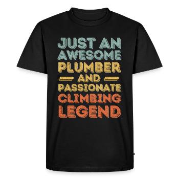 Plumber Climbing legend retro - Men's Premium Organic T-Shirt - black - Front - Nico (187cm)