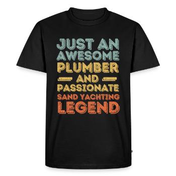 Plumber Sand Yachting legend retro - Men's Premium Organic T-Shirt - black - Front - Nico (187cm)