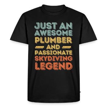 Plumber Skydiving legend retro - Men's Premium Organic T-Shirt - black - Front - Nico (187cm)