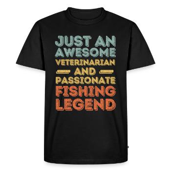 Vétérinaire Légende de pêche rétro - T-shirt Premium bio Homme - noir - Devant - Nico (187cm)