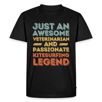 Légende du kitesurf vétérinaire rétro - T-shirt Premium bio Homme - noir - Devant - Nico (187cm)