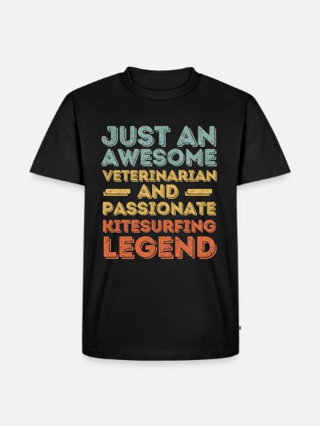 Veterinarian Kitesurfing legend retro - Men's Premium Organic T-Shirt - black