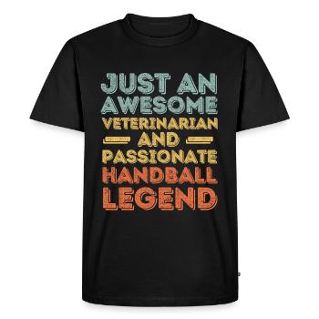 Vétérinaire Handball légende rétro - T-shirt Premium bio Homme - noir - Devant - Nico (187cm)