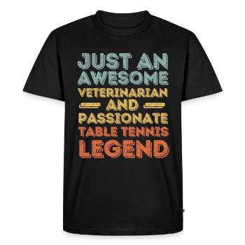 Vétérinaire Légende du tennis de table rétro - T-shirt Premium bio Homme - noir - Devant - Nico (187cm)