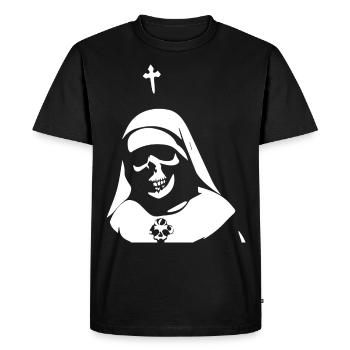Mystifying and Bold Horror Nun, Satanic, and Occu - Men's Premium Organic T-Shirt - black - Front - Nico (187cm)